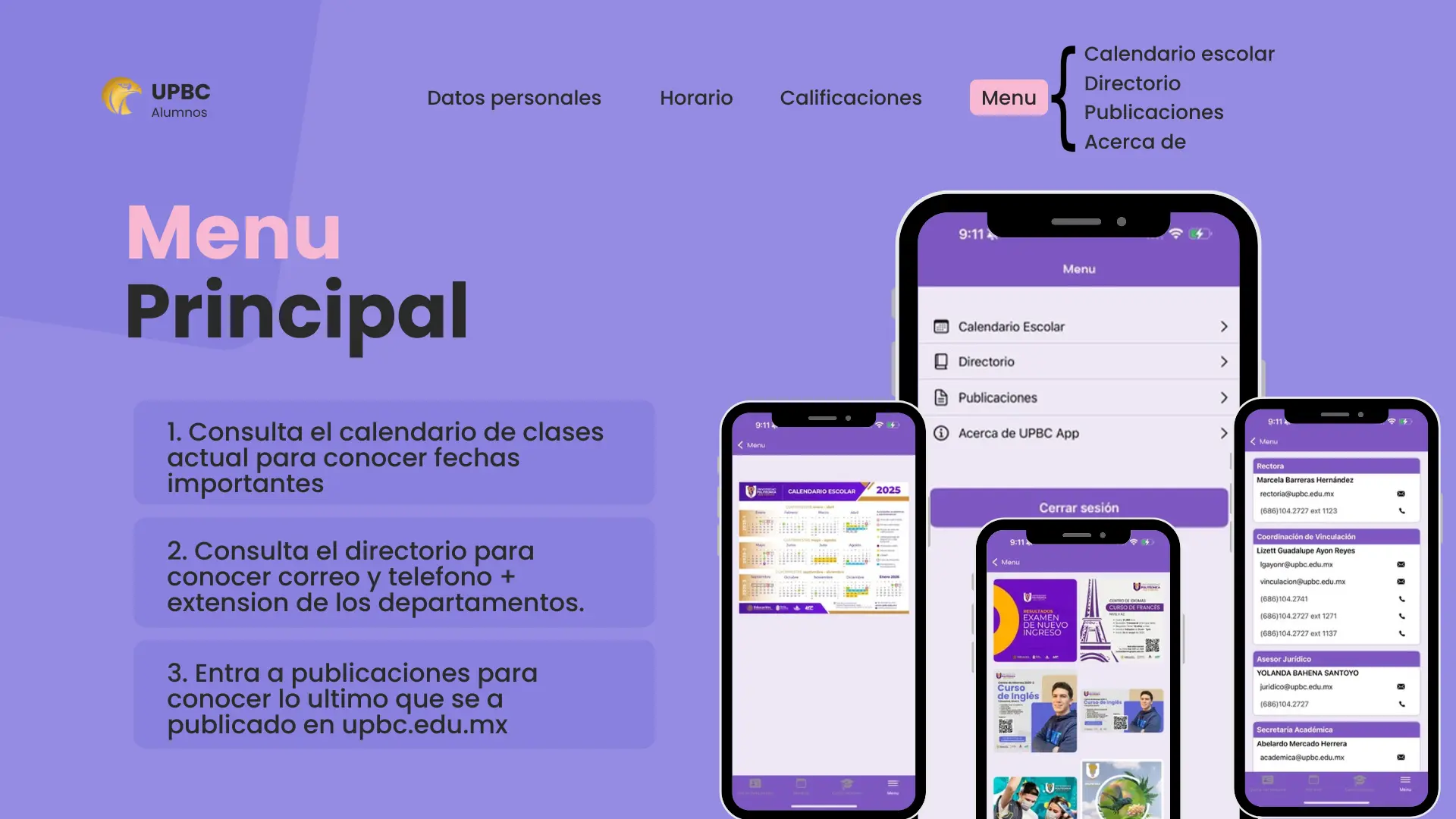 Menus en UPBC App